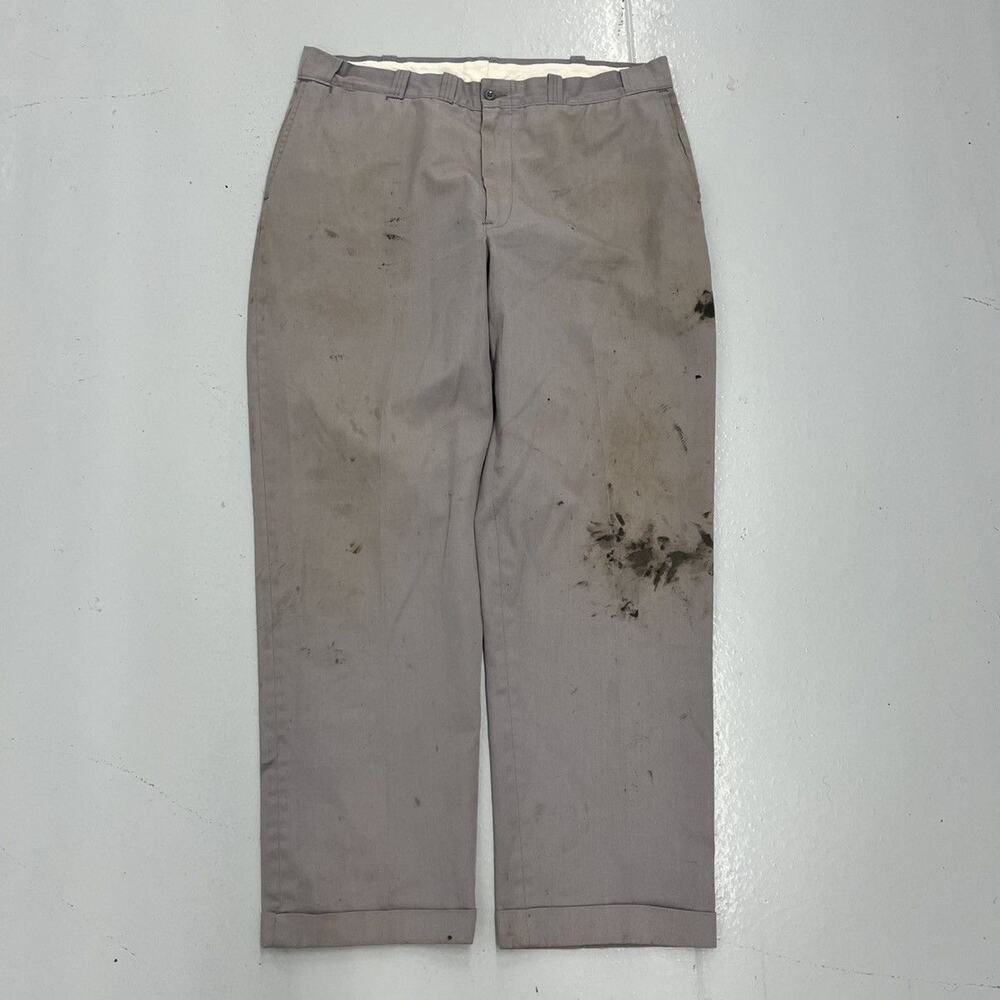 Vintage 60s Red Camel Grey Paint Workwear Chinos 36x30